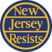 New Jersey Resists logo in the style of the old railroad logo